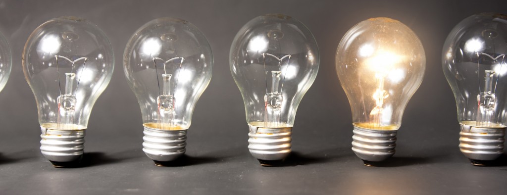 concept of bright idea with series of light bulbs